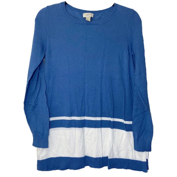 LOFT Long Sleeve Striped Sweater Blue White Small - Picture 5 of 6